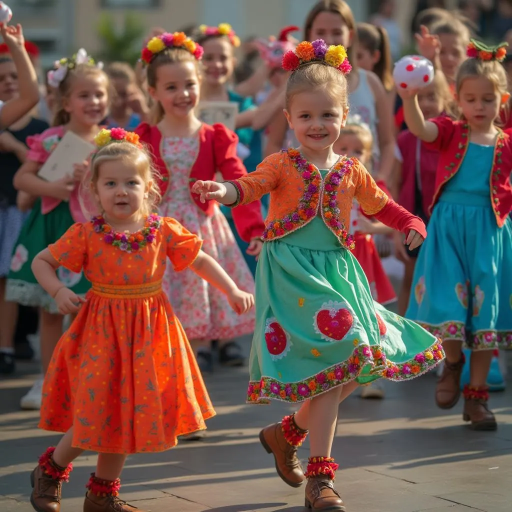 Dječja plesna grupa tijekom nastupa na lokalnom festivalu